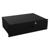 Выдвижной ящик с замком Hammond: 3U, ширина стойки 19 дюймов, глубина 12,25 дюйма (PN# RDRW1900512BK1)