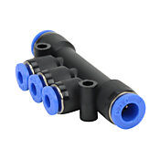 Pneumatic Push-to-connect Fitting: 5/pk, union triple branch (PN# U3B6M-4M)