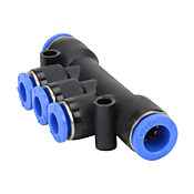 Pneumatic Push-to-connect Fitting: 5/pk, union triple branch (PN# U3B8M-6M)