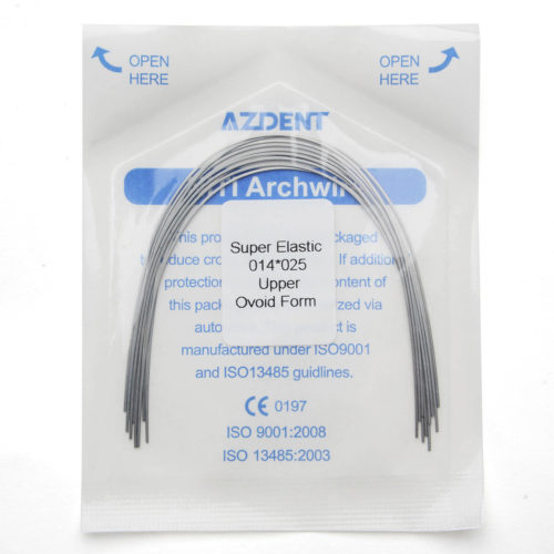 AZDENT Archwire Niti Super Elastic Ovoid Form Прямоугольный 0,014 x 0,025 Верхняя часть 10 шт./упак.