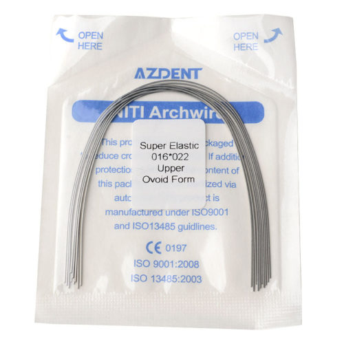 AZDENT Archwire Niti Super Elastic Ovoid Form Прямоугольный 0,016 x 0,022 Верхняя часть 10 шт./упак.