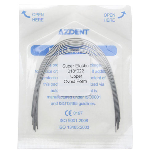 AZDENT Archwire Niti Super Elastic Ovoid Прямоугольный 0,018 x 0,022 Верхняя часть 10 шт./упак.