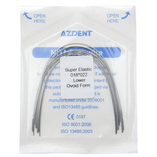 AZDENT Archwire Niti Super Elastic Ovoid Прямоугольный 0,018 x 0,022 Нижний 10 шт./упак.