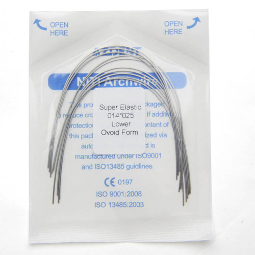 AZDENT Archwire Niti Super Elastic Ovoid Form Прямоугольный 0,014 x 0,025 Нижний 10 шт./упак.