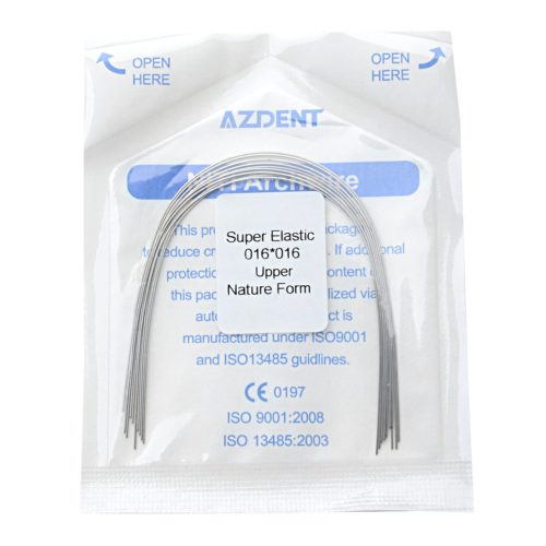 AZDENT Дуга NiTi Super Elastic Natural Прямоугольная 0,016 x 0,016 Верх 10 шт./упак.
