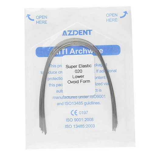 AZDENT Дуга NiTi Super Elastic Ovoid Round 0.020 Нижняя 10шт/упак.