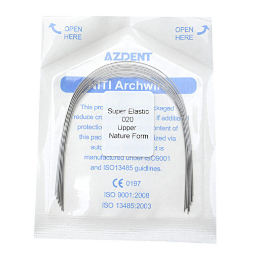 AZDENT Arch Wire NiTi Super Elastic Natural Round 0.020 Верхняя часть 10шт/упак.
