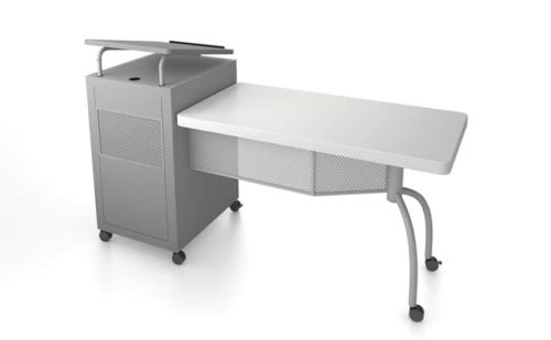 Преподавательский стол и кафедра National Public Seating™ Oklahoma Sound™ Edupod, серый оттенок молотка