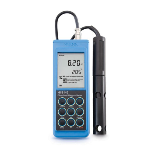 Dissolved oxygen meter, portable, 10m probe cable