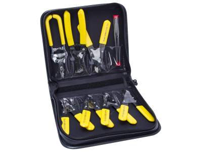 Набор для подготовки волокна, различные инструменты для волокна, кожаный футляр для хранения Модель: F-FPK