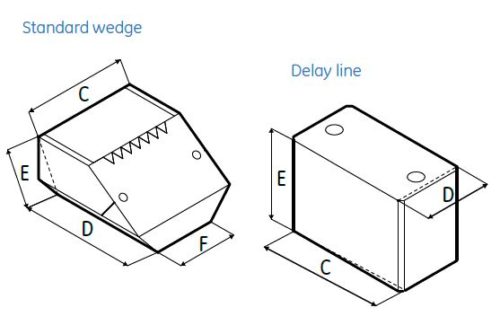 Wedges / Delay Lines / Wear Caps for General Use Phased Array Probes