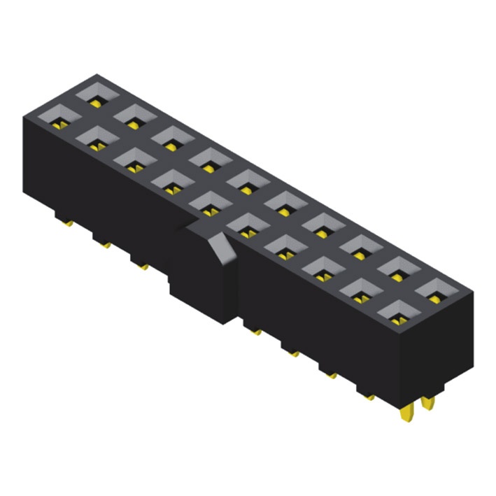 5PS1KSA50-2XXXXBNNXU-00 Вилка с внутренней резьбой 2,54 мм, 2 ряда, высота = 5,0 мм, двухрядная, с выступом