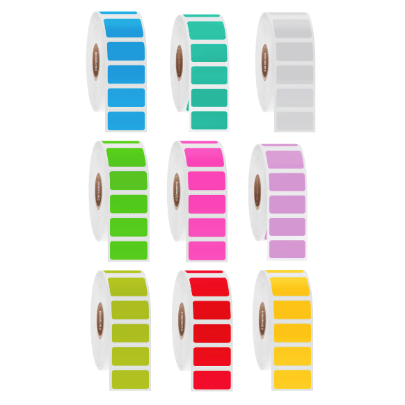 Этикетки с постоянным замораживанием, прямоугольные цвета, рулоны с сердцевиной 76,2 мм
