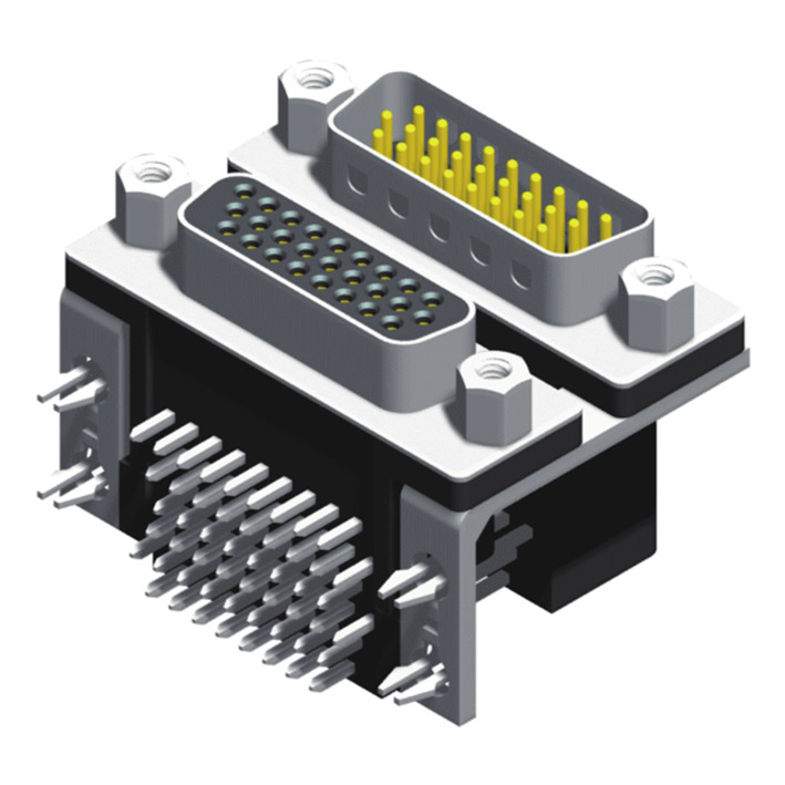 57HXDRXX-XXXXXXBA-01 D-SUB HD с двумя портами, угловой тип