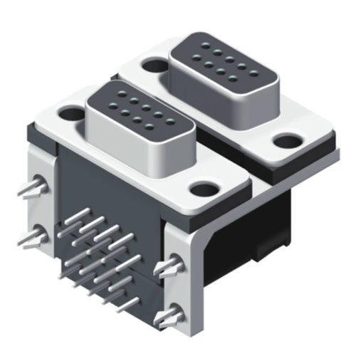 57DXDRXX-XXXXXXBA-01 Двухпортовый разъем D-SUB, угловой тип