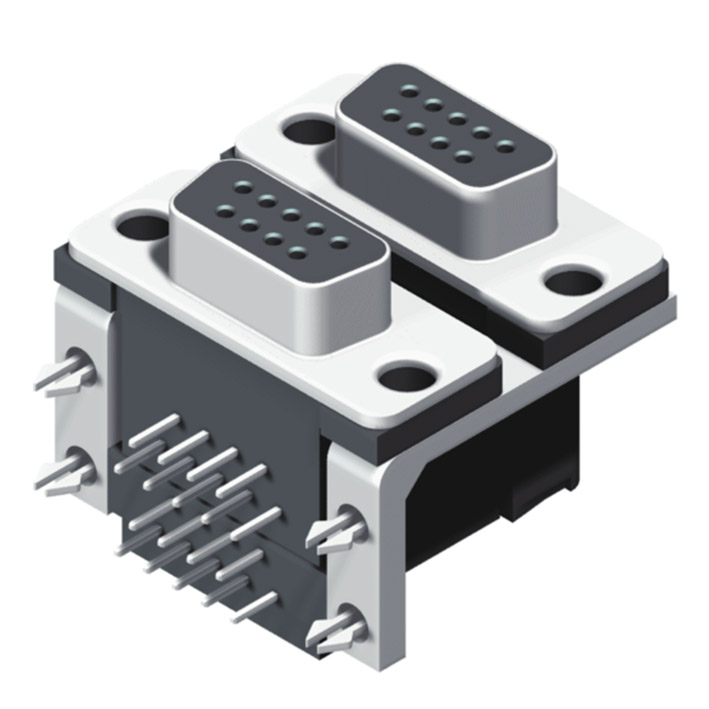 57DXDRXX-XXXXXXBA-01 Двухпортовый разъем D-SUB, угловой тип