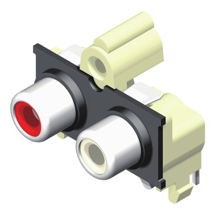 64RCAN-120001N1 Разъем RCA, 1*2 полюса, красный/белый