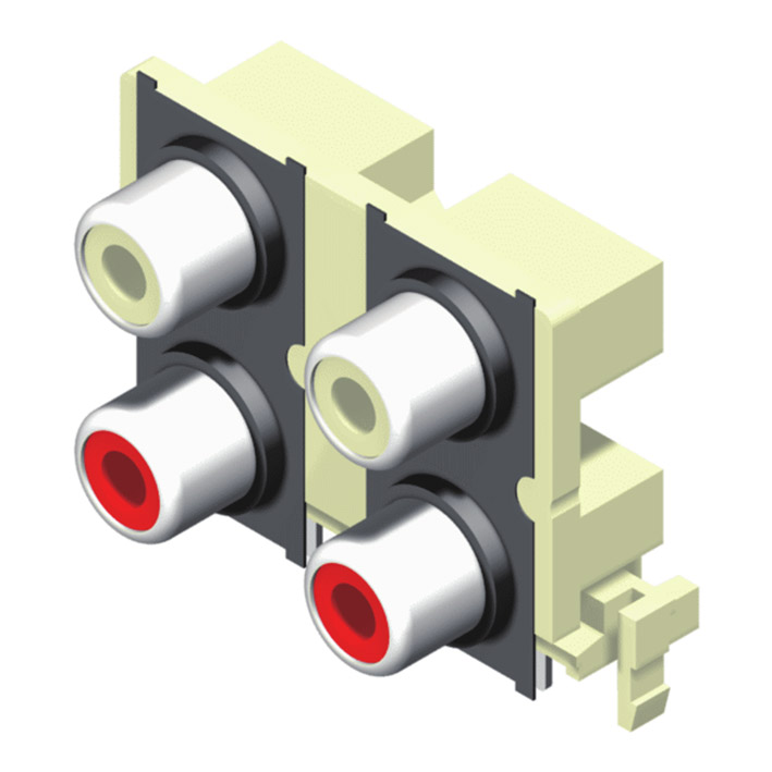 64RCAN-2200XXNX Разъем RCA 2*2 полюса W/W/R/R