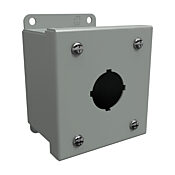 Pushbutton Enclosure: 4 x 4 x 3in, wall mount, carbon steel (PN# 1435A)