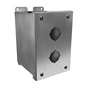 Pushbutton Enclosure: 6 x 4 x 5in, wall mount, 304 stainless steel (PN# 1437SSB)