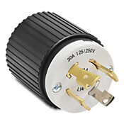 Промышленная запирающая вилка для тяжелых условий эксплуатации: 30 А, 125/250 В переменного тока (номер по каталогу 71430NP)