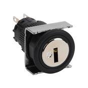 Селекторный переключатель: с пружинным возвратом в центр слева, с фиксацией справа, 19 мм, 3-позиционный, с ключом (PN# AF16JR-6FC2A)