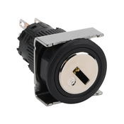 Селекторный переключатель: пружинный возврат в центр справа, удерживаемый слева, 19 мм, 3-позиционный, ключевой оператор (PN# AF16JR-7AC2A)