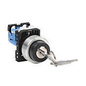 Селекторный переключатель: фиксированный, 22 мм, 2-полюсный, с ключом (артикул № AR22JR-2B10AZA)