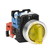 Селекторный переключатель: с пружинным возвратом в центр слева, с фиксацией справа, 22 мм, 3-позиционный, ручка управления (артикул № AR22PL-611E3YZA)