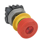 Кнопка аварийной остановки 22 мм: нажмите для блокировки, потяните или поверните для сброса, красная, IP65 (PN# AR22VQL-01E3R)