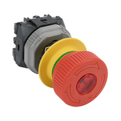 Кнопка аварийной остановки 22 мм: нажмите для блокировки, потяните или поверните для сброса, красная, IP65 (PN# AR22VQL-12E3R)