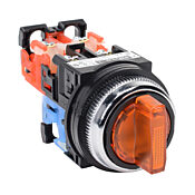 Селекторный переключатель: пружинный возврат слева к центру / ручной возврат справа к центру, 30 мм, 3-позиционный, ручка управления (артикул № AR30PL-611E3AZC)