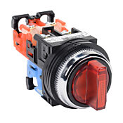 Селекторный переключатель: пружинный возврат слева к центру / ручной возврат справа к центру, 30 мм, 3-позиционный, ручка управления (артикул № AR30PL-611E3RZC)