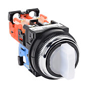 Селекторный переключатель: пружинный возврат слева к центру / ручной возврат справа к центру, 30 мм, 3-позиционный, ручка управления (артикул № AR30PL-611E3WZC)