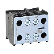 Auxiliary Contact: 10A @ 240 VAC, for any 4-pole CWC07 through CWC016 series miniature contactor (PN# BFC4-20)