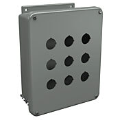 Pushbutton Enclosure: 11 x 9 x 4in, wall mount, fiberglass reinforced polyester (PN# CO9PBW)