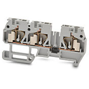 Безвинтовая одноуровневая проходная клеммная колодка с общей точкой: 10 шт/уп, серые, 24-12 AWG (PN# DN-Q12-1-2DR-A)