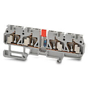 Безвинтовая одноуровневая проходная клеммная колодка с общей точкой: 10 шт/уп, серые, 24-12 AWG (PN# DN-Q12-2-2L2-A)