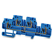 Безвинтовая двухуровневая проходная клеммная колодка: 10 шт/уп, синие, 24–12 AWG (PN# DN-QD12XB-A)