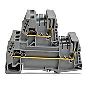 Безвинтовая вставная двухуровневая проходная клеммная колодка: 32 шт/уп, серые, 24-12 AWG (PN# DN-QEMXDV)