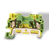 Безвинтовая клеммная колодка заземления: 10 шт. в упаковке, зеленый и желтый, 24–12 AWG (PN# DN-QG12)
