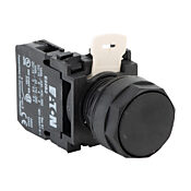 Кнопка 22 мм: без фиксации, черная (PN# E22PB1A)