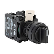 Селекторный переключатель: с пружинным возвратом в центр справа или слева, 22 мм, 3-позиционный, ручка управления (артикул № E22XBL1D)