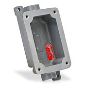 Соединительная коробка/коробка устройства: проходная, 1 банда, (2) ввода кабелепровода 1/2 дюйма с внутренней резьбой NPT (PN# FXB-4)