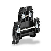 Винтовая двухуровневая проходная клеммная колодка: 100 шт/уп, черные, 26-10 AWG (PN# KN-D10BLK)