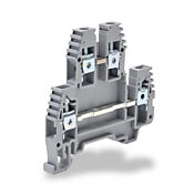 Винтовая двухуровневая проходная клеммная колодка: 100 шт/уп, серые, 26-10 AWG (PN# KN-D10GRY)