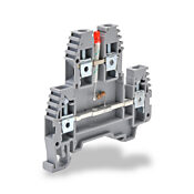 Винтовая двухуровневая проходная клеммная колодка: 20 шт/уп, серые, 26-10 AWG (PN# KN-D10LED-24DC)