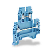 Винтовая двухуровневая проходная клеммная колодка: 100 шт/уп, синие, 26-12 AWG (PN# KN-D12BLU)