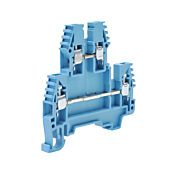 Винтовая двухуровневая проходная клеммная колодка: 25 шт/уп, синяя, 26-12 AWG (PN# KN-D12BLU-25)