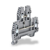 Винтовая двухуровневая проходная клеммная колодка: 20 шт/уп, серые, 26–12 AWG (PN# KN-D12DR1)